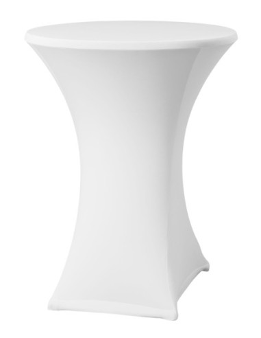 Housse Lisse Spandex BLANCHE pour table pliante ronde mange debout