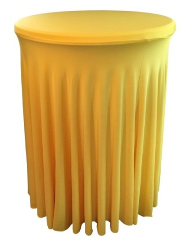 Housse Ondulée JAUNE Spandex pour table pliante Mange debout Diamètre 80 cm