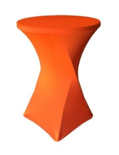 Housse Lisse Spandex ORANGE pour table pliante ronde mange debout