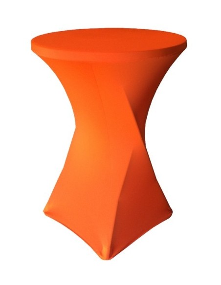 Housse Lisse Spandex ORANGE pour table pliante ronde mange debout