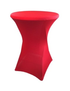 Housse Lisse Spandex ROUGE pour table pliante ronde mange debout 2
