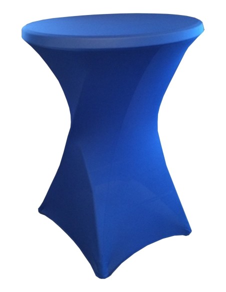 Housse Lisse Spandex BLEUE pour table pliante ronde mange debout