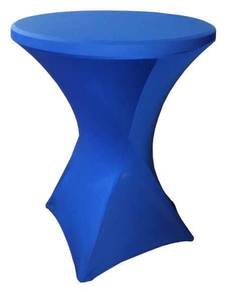 Housse Lisse Spandex BLEUE pour table pliante ronde mange debout