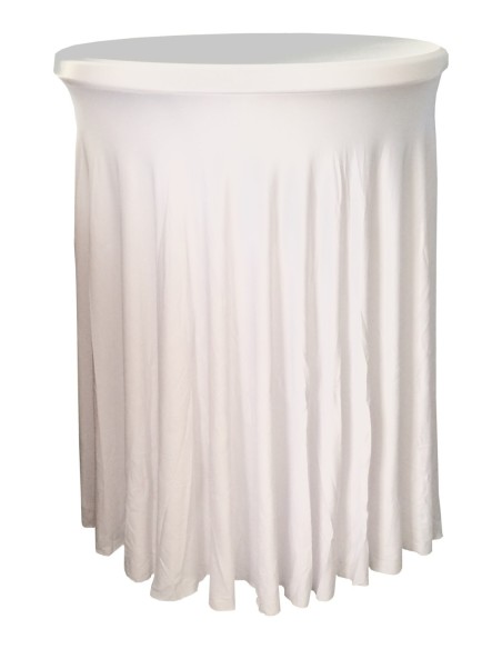 Housse Ondulée BLANCHE Spandex pour table pliante Mange debout Diamètre 80 cm