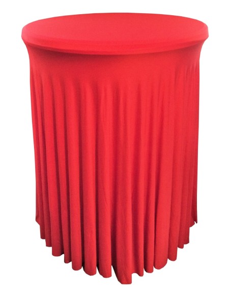 Housse Ondulée ROUGE Spandex pour table pliante Mange debout Diamètre 80 cm