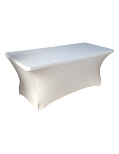 Housse Lisse Spandex BLANCHE pour table pliante rectangle 122cm x 61cm