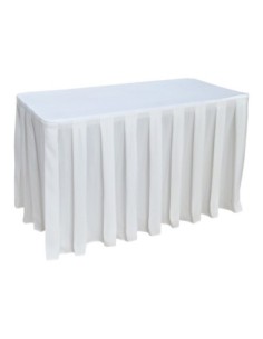 Nappe Ondulée Polyester BLANCHE pour table pliante rectangle 122cm x 61cm