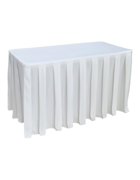 Nappe Ondulée Polyester BLANCHE pour table pliante rectangle 122cm x 61cm