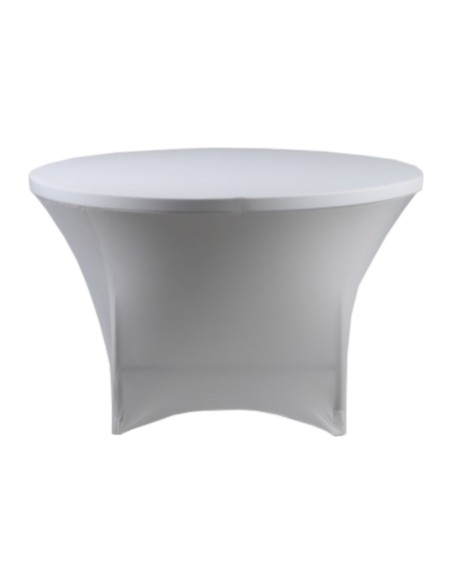 Housse Lisse Spandex BLANCHE pour table pliante ronde Diamètre 122cm