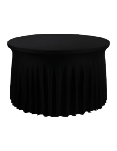 Housse Ondulée Spandex NOIRE pour table pliante ronde Diamètre 122cm