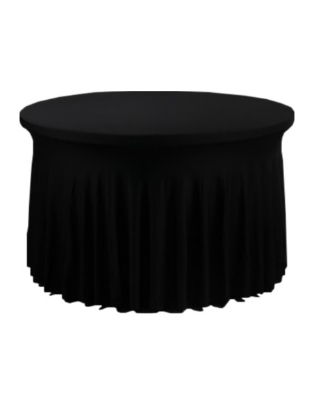 Housse Ondulée Spandex NOIRE pour table pliante ronde Diamètre 122cm