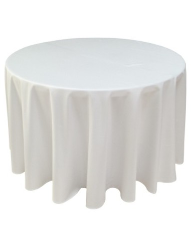 Nappe Ondulée 3 Polyester BLANCHE pour table pliante ronde Diamètre 122cm