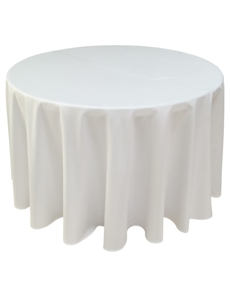 Nappe Ondulée 3 Polyester BLANCHE pour table pliante ronde Diamètre 122cm