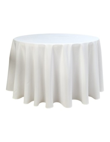 Nappe Ondulée 3 Polyester BLANCHE pour table pliante ronde Diamètre 122cm