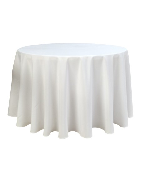 Nappe Ondulée 3 Polyester BLANCHE pour table pliante ronde Diamètre 122cm