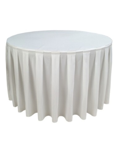 Nappe Ondulée 4 Polyester BLANCHE pour table pliante ronde Diamètre 122cm