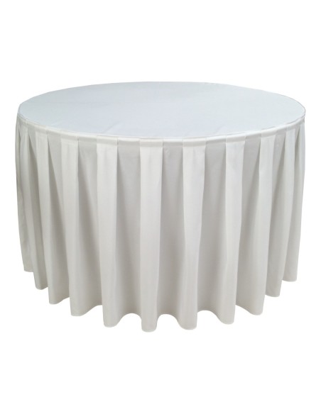 Nappe Ondulée 4 Polyester BLANCHE pour table pliante ronde Diamètre 122cm