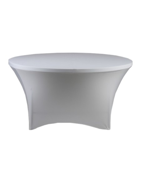 Housse Lisse Spandex BLANCHE pour table pliante ronde Diamètre 150 cm