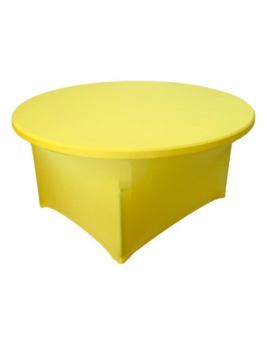 Housse Lisse Spandex JAUNE pour table pliante ronde Diamètre 150 cm