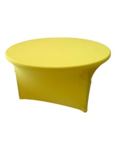Housse Lisse Spandex JAUNE pour table pliante ronde Diamètre 150 cm 2