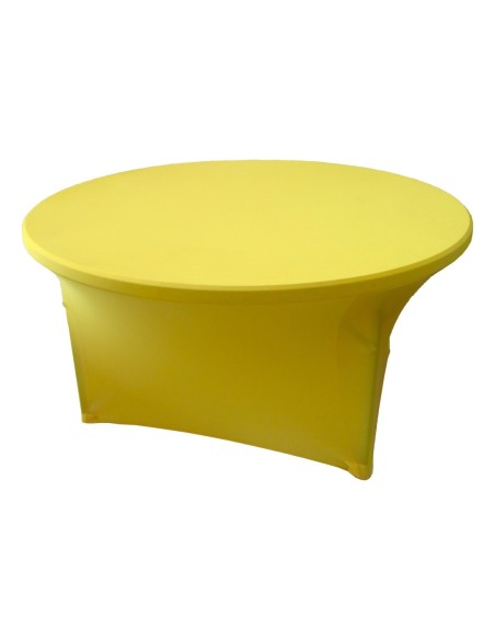 Housse Lisse Spandex JAUNE pour table pliante ronde Diamètre 150 cm