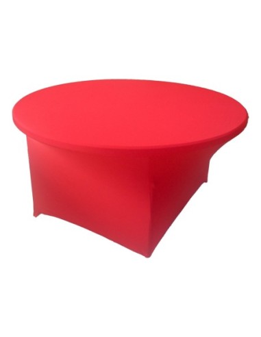 Housse Lisse Spandex ROUGE pour table pliante ronde Diamètre 150 cm