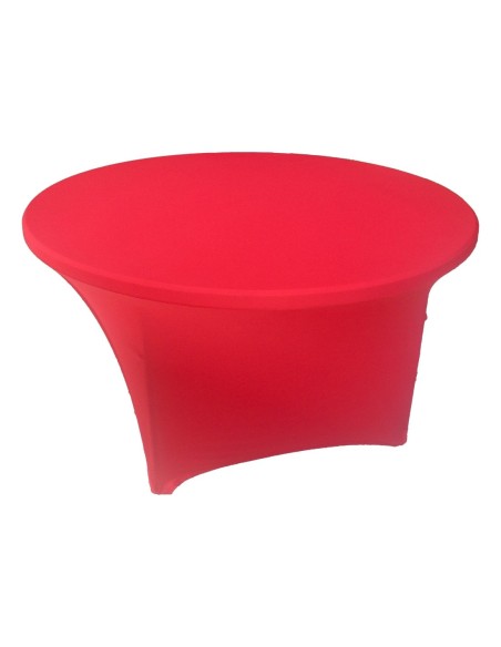 Housse Lisse Spandex ROUGE pour table pliante ronde Diamètre 150 cm