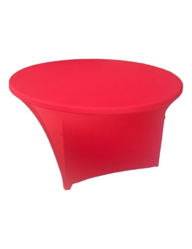 Housse Lisse Spandex ROUGE pour table pliante ronde Diamètre 150 cm