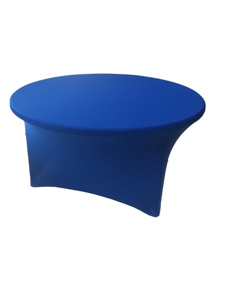 Housse Lisse Spandex BLEUE pour table pliante ronde Diamètre 150 cm