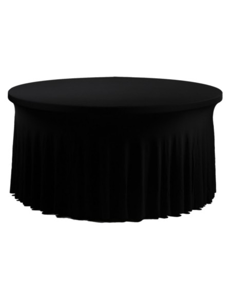 Housse Ondulée Spandex NOIRE pour table pliante ronde Diamètre 150 cm