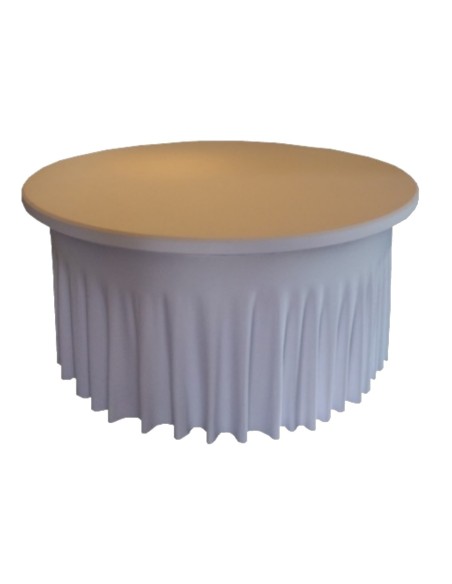 Housse Ondulée Spandex BLANCHE pour table pliante ronde Diamètre 150 cm