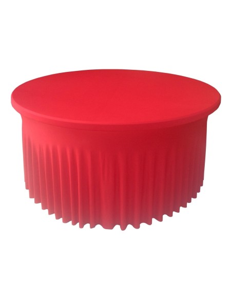 Housse Ondulée Spandex ROUGE pour table pliante ronde Diamètre 150 cm