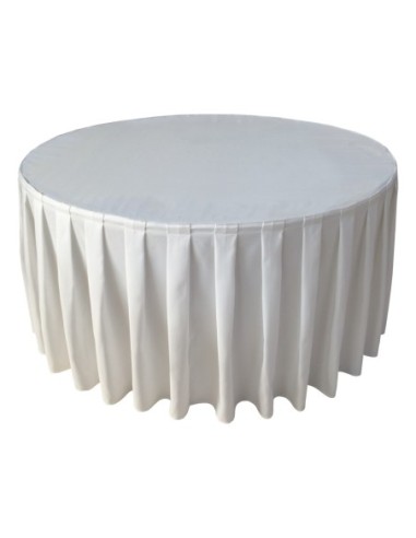 Housse Ondulée 4 Polyester BLANCHE pour table pliante ronde Diamètre 150 cm