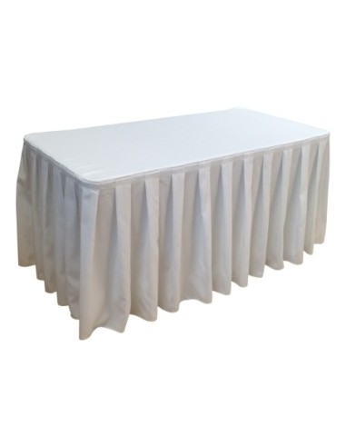 Nappe Ondulée Polyester BLANCHE pour table pliante rectangle 152cm x 76cm