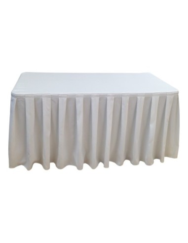 Nappe Ondulée Polyester BLANCHE pour table pliante rectangle 152cm x 76cm