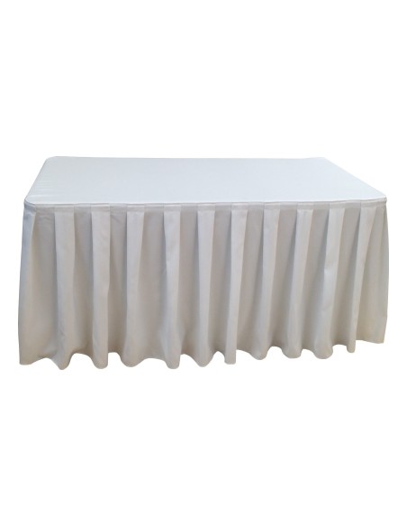 Nappe Ondulée Polyester BLANCHE pour table pliante rectangle 152cm x 76cm