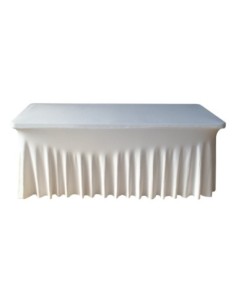 Housse Ondulée Spandex BLANCHE pour table pliante rectangle 183cm x 76cm 2