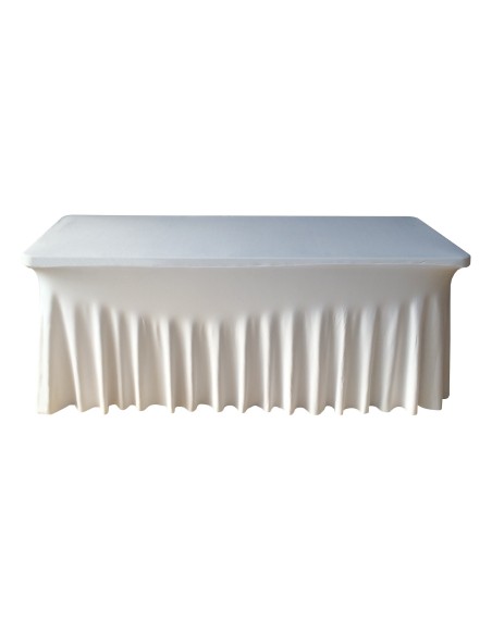 Housse Ondulée Spandex BLANCHE pour table pliante rectangle 183cm x 76cm