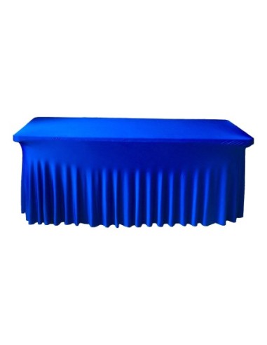 Housse Ondulée Spandex BLEUE pour table pliante rectangle 183cm x 76cm