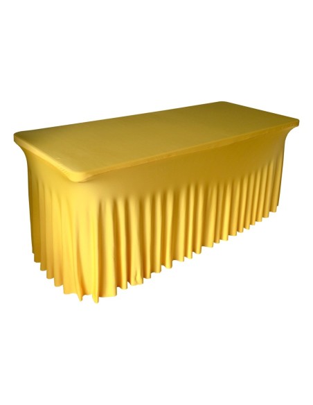 Housse Ondulée Spandex JAUNE pour table pliante rectangle 183cm x 76cm