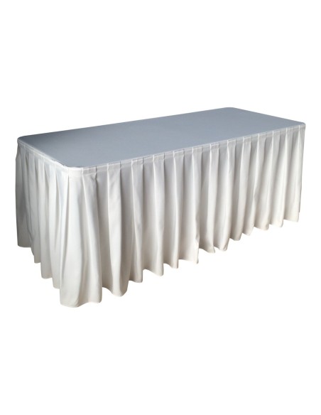 Nappe Ondulée 4 Polyester BLANCHE pour table pliante rectangle 183cm x 76cm