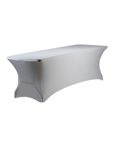 Housse Lisse Spandex BLANCHE pour table pliante rectangle 240cm x 76cm