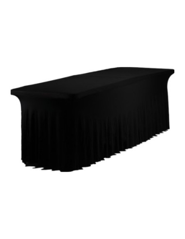 Housse Ondulée Spandex NOIRE pour table pliante rectangle 240cm x 76cm