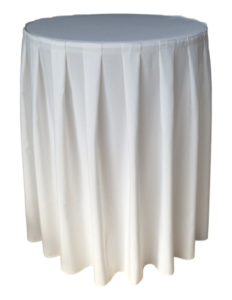 Nappe Ondulée 3 Polyester BLANCHE pour table pliante ronde mange debout Diamètre 80cm