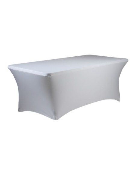 Housse Lisse Spandex BLANCHE pour table pliante rectangle 200cm x 90cm