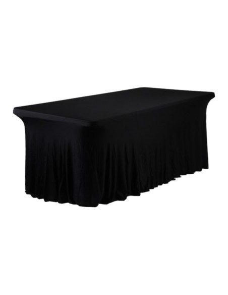 Housse Ondulée Spandex NOIRE pour table pliante rectangle 200cm x 90cm