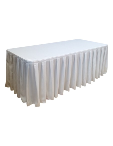 Nappe Ondulée Style 4 BLANCHE pour table pliante rectangle 200cm x 90cm