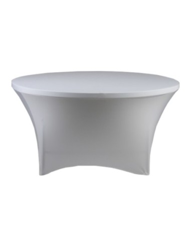 Housse Lisse Spandex BLANCHE pour table pliante ronde Diamètre 180 cm