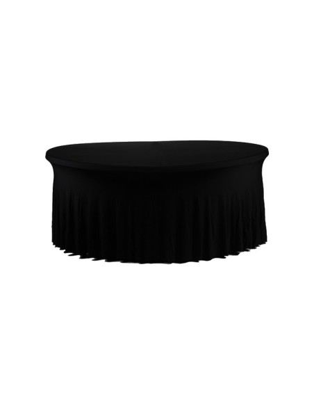 Housse Ondulée Spandex NOIRE pour table pliante ronde Diamètre 180 cm