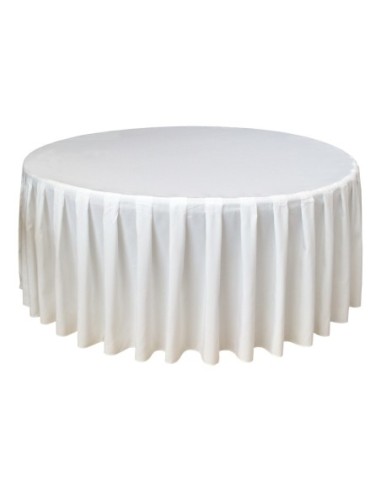 Housse Ondulée 4 Polyester BLANCHE pour table pliante ronde Diamètre 180 cm